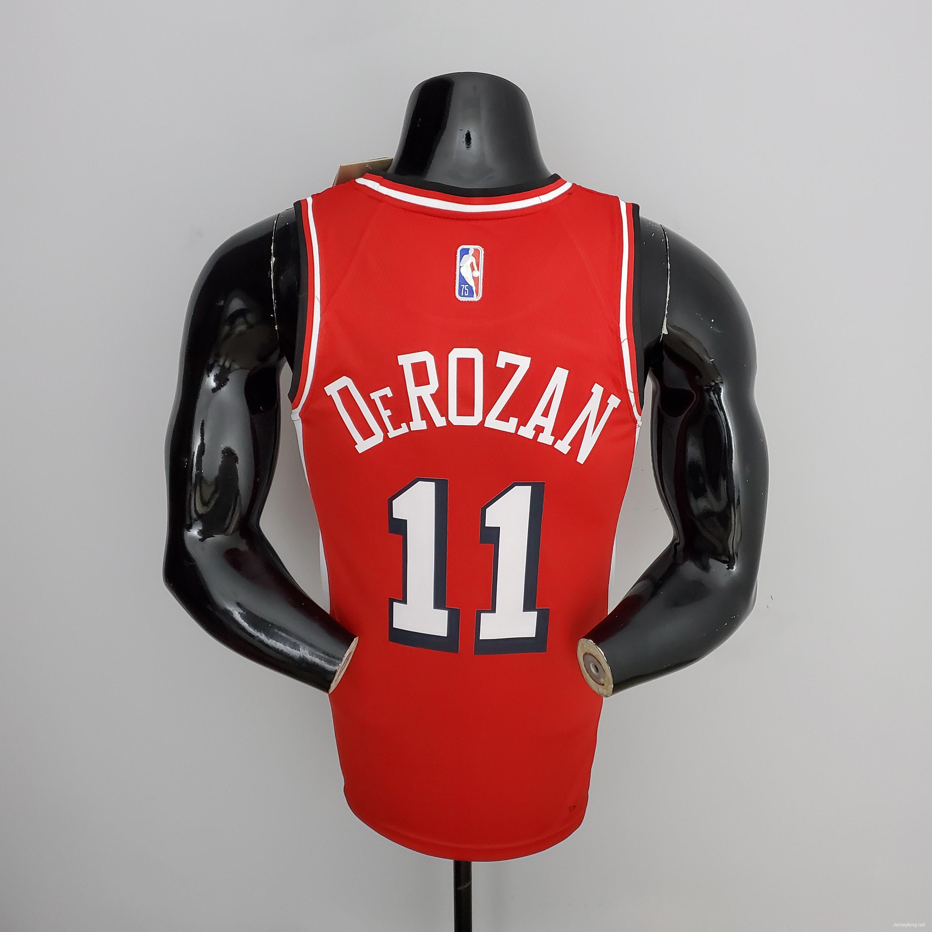 75th Anniversary 2022 Season Chicago Bulls DeROZAN#11 City Edition Red NBA Jersey