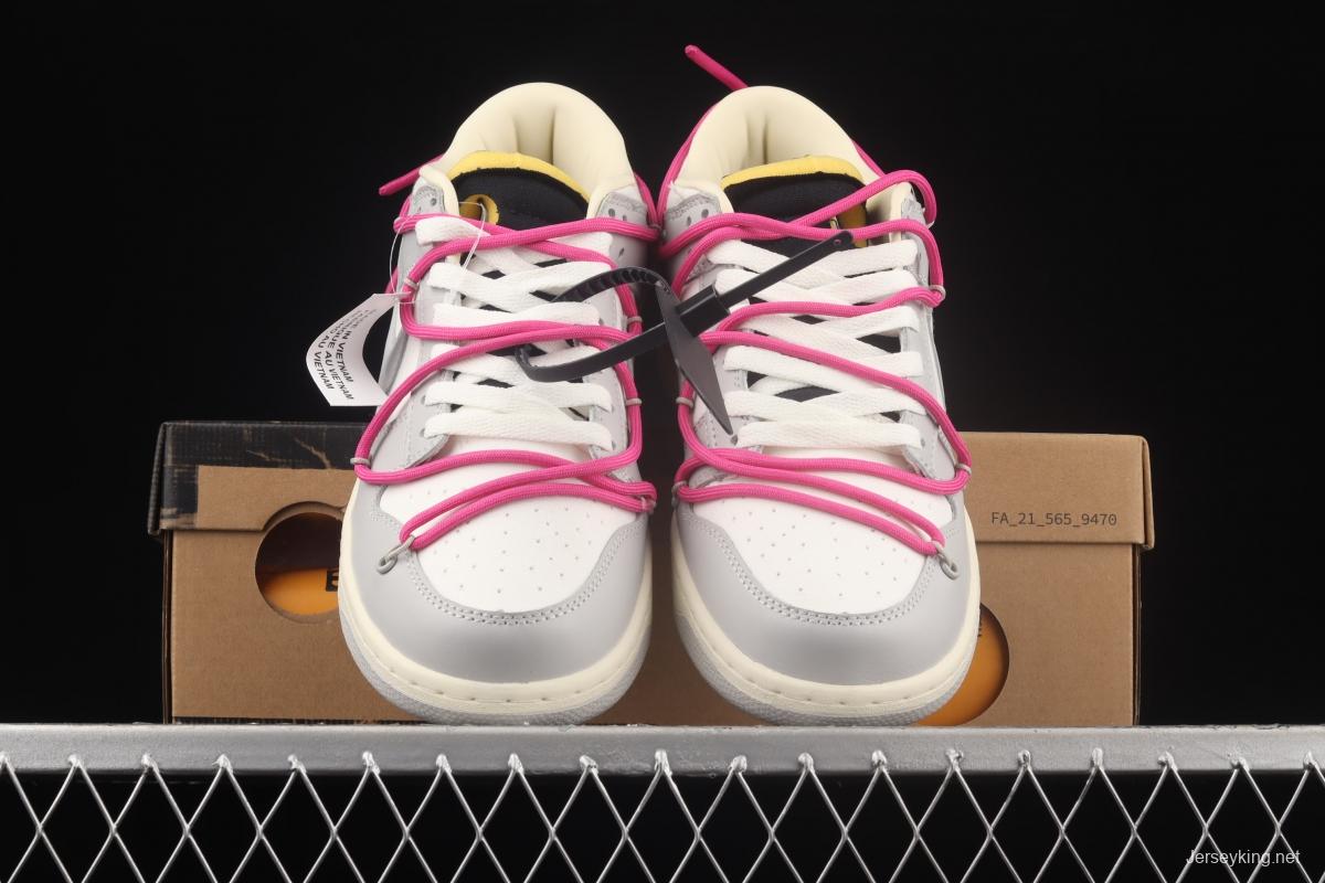 OFF-White x NIKE DUNK Low OW white and gray leisure sports skateboard shoes DM1602-122