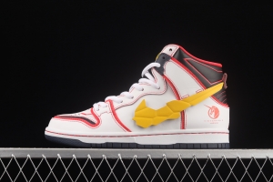 Gundam x NIKE SB DUNK High Project Unicorm-Rx-0 white, red and yellow Gouda co-signed unicorn Velcro DH7717-100