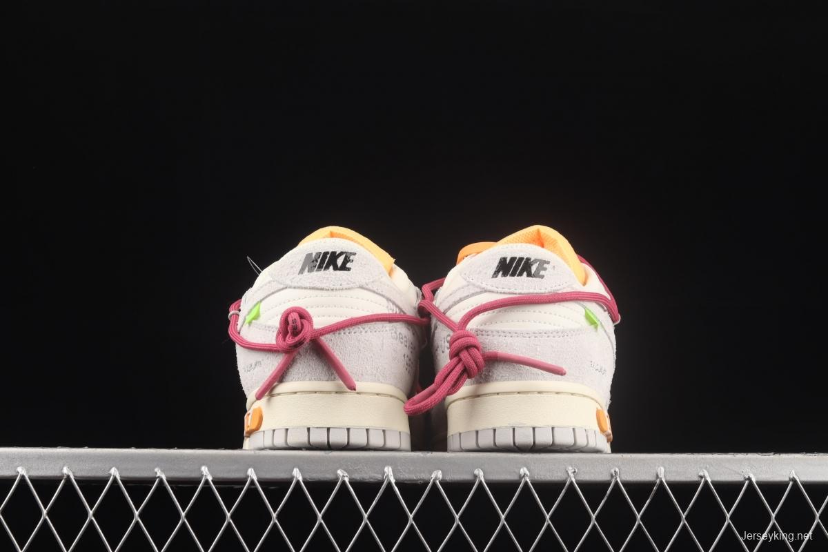 OFF-White x NIKE DUNK Low OW white gray leisure sports skateboard shoes DJ0950-114,