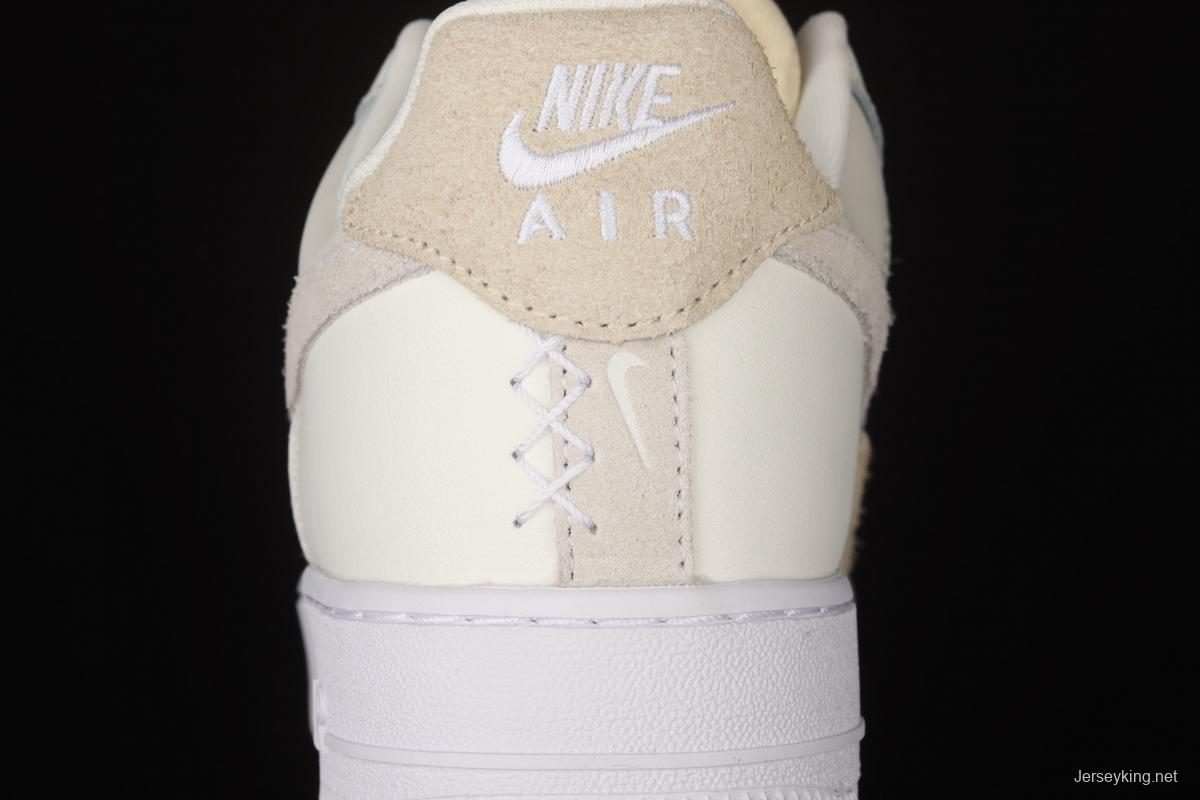 NIKE Air Force 11607 Beach Coconut Milk Leather Milk Tea splicing low-top leisure sports board shoes DD6618-100