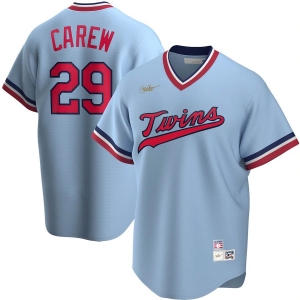 Men's Rod Carew Light Blue Road Cooperstown Collection Player Team Jersey