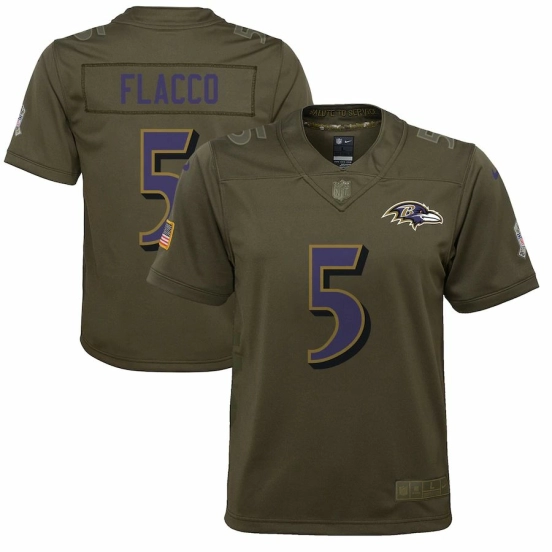 Youth Joe Flacco Olive Salute to Service Player Limited Team Jersey