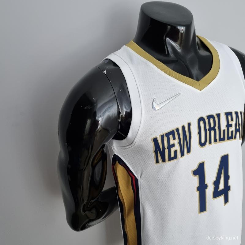 75th Anniversary New Orleans Pelicans Ingram #14 White NBA Jersey