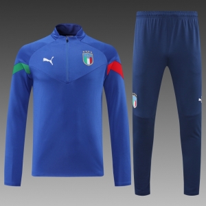 2022 Italy Blue Half Zipper Tracksuit