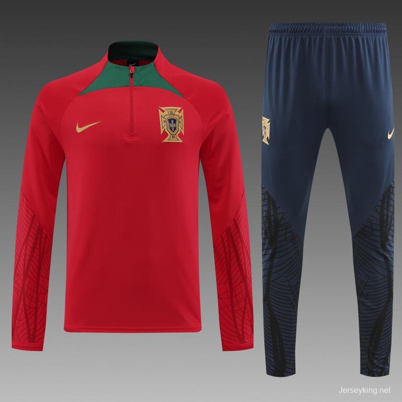 2022 Portugal Red Half Zipper Tracksuit