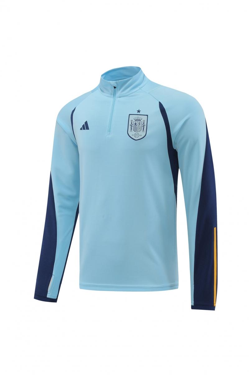 2022 Spain Blue Half Zipper Tracksuit