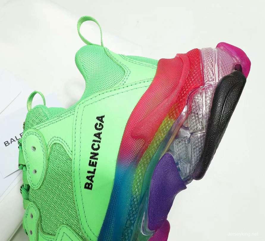 Men/Women Balenciaga Triple S MutiColor Clear Sole Green Sneaker Item 6380400