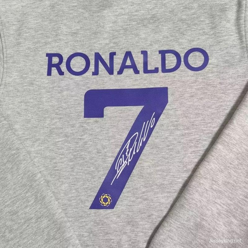 22/23 Al-Nassr FC Home CR7 Ronaldo Grey Tracksuit Hoodie