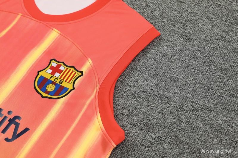 23-24  Barcelona Orange Vest Jersey+Shorts