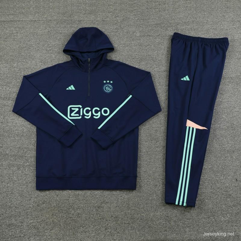 23/24 Ajax Navy Hoodie Full Zipper Jacket+Pants