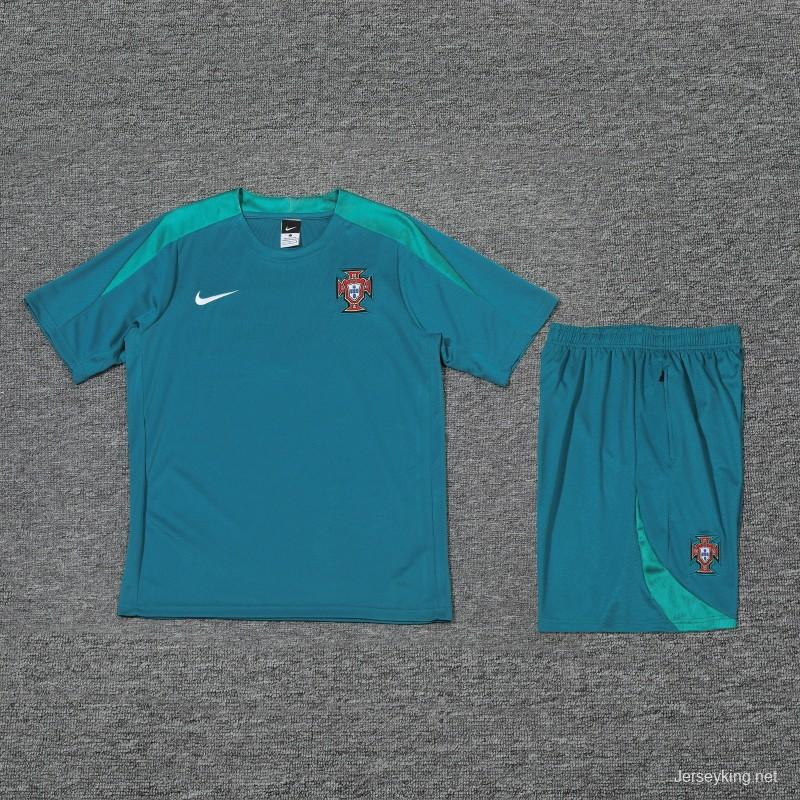 2024 Portugal Blue Short Sleeve Jersey+Shorts