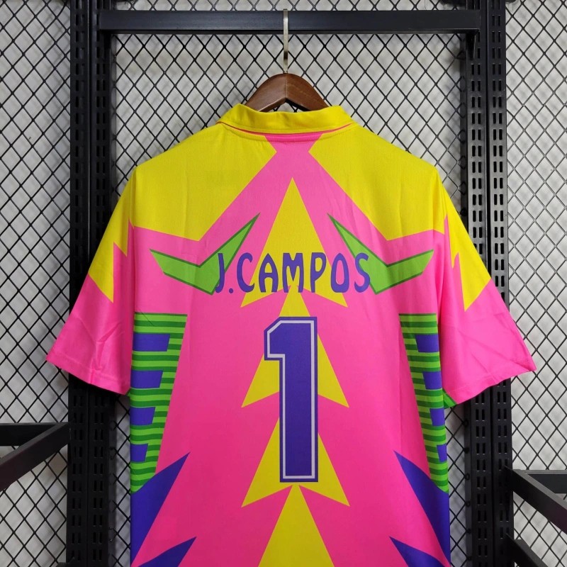 Retro 1998 Mexico Goalkeeper CAMPOS 1 WORLD CUP CAMPOS 1 Home Pink Jersey