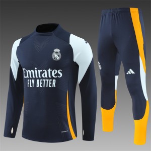 24/25 Real Madrid Navy Half Zipper Jacket+Long Pants