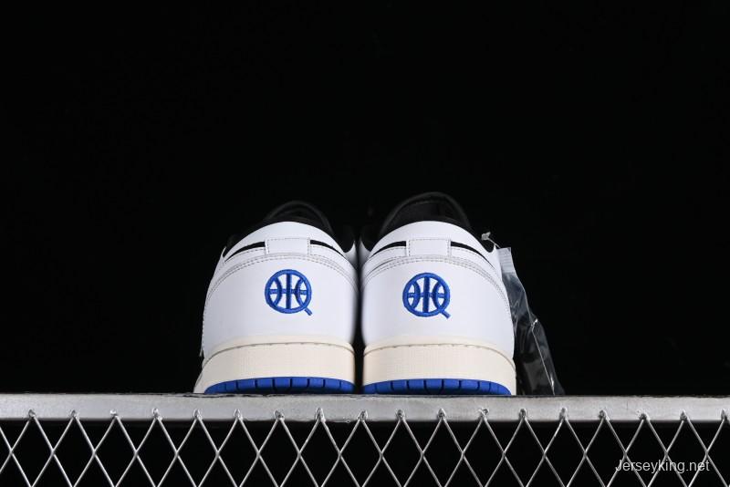 Nike Air Jordan 1 Low "Quai 54" Casual Sneakers in White Black Blue - HQ0764-001