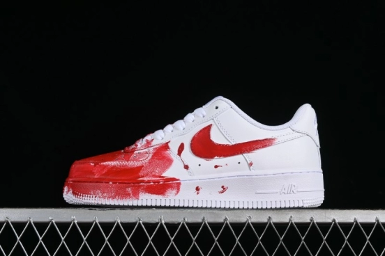 Nike Air Force 1 '07 Low Casual Sneakers with Anime Graffiti Style Crime Scene Design - 315122-211