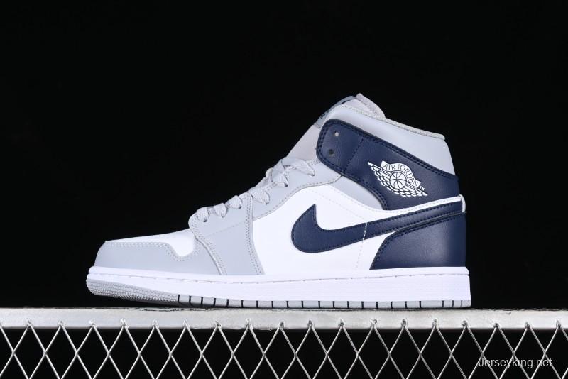 Nike Air Jordan 1 Mid AJ1 Basketball Shoes in Grey Blue - DQ8426-104