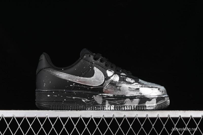 Nike Air Force 1 '07 Low Graffiti Black Silver Anime Hand-Painted Casual Sneakers - CW2288-012