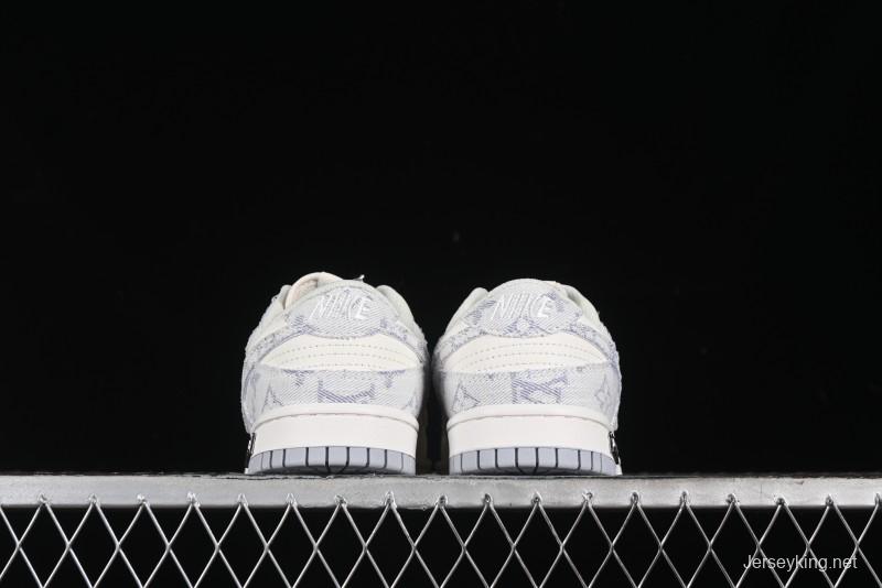 Nike SB Dunk Low LV Collaboration - Purple Denim with White and Purple Swoosh Anniversary High-End Custom Low-Top Casual Sneakers - DJ2024-010