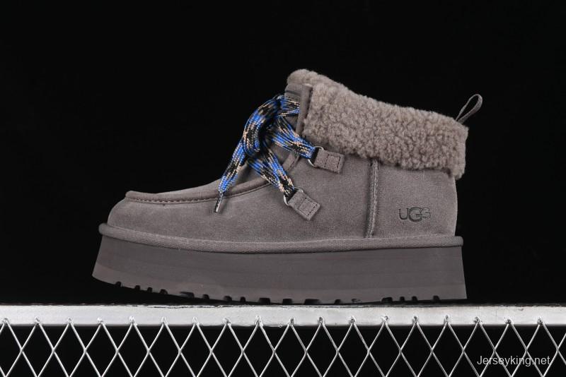 UGG Classic Mini II Fur Lace-Up Platform Mini Boots with Treadlite Outsole - 1143954