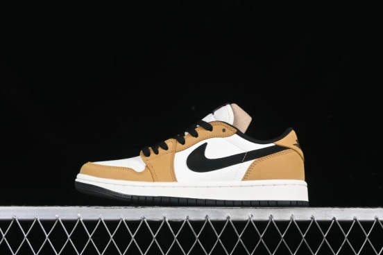 Nike Air Jordan 1 Low OG AJ1 White Yellow Black Swoosh Casual Sneakers - CZ0790-107