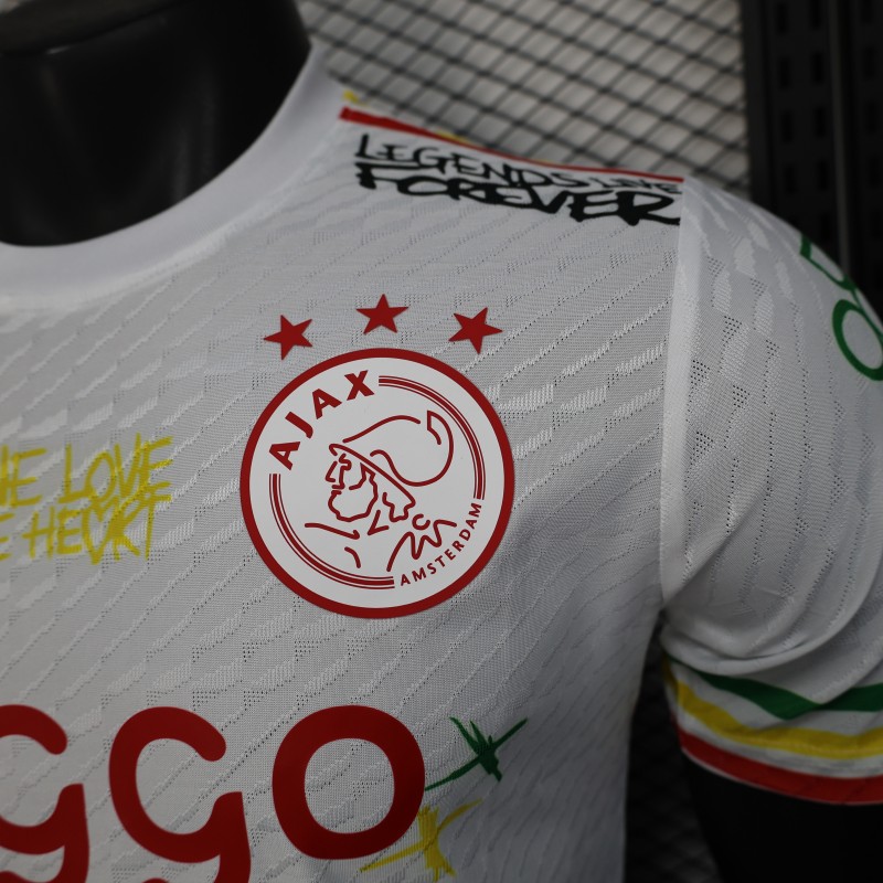 Player Version 25/26 Ajax White Jersey with Bob Marley Tribute Design