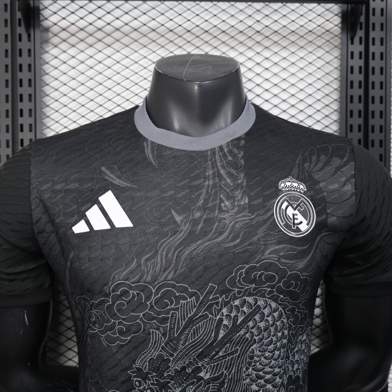 Player Version 25/26 Real Madrid Black with Dragon Design Jersey