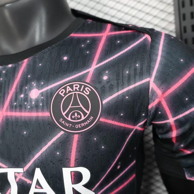 Player Version 25/26 Paris Saint-Germain PSG Black with Neon Geometric Network Jersey