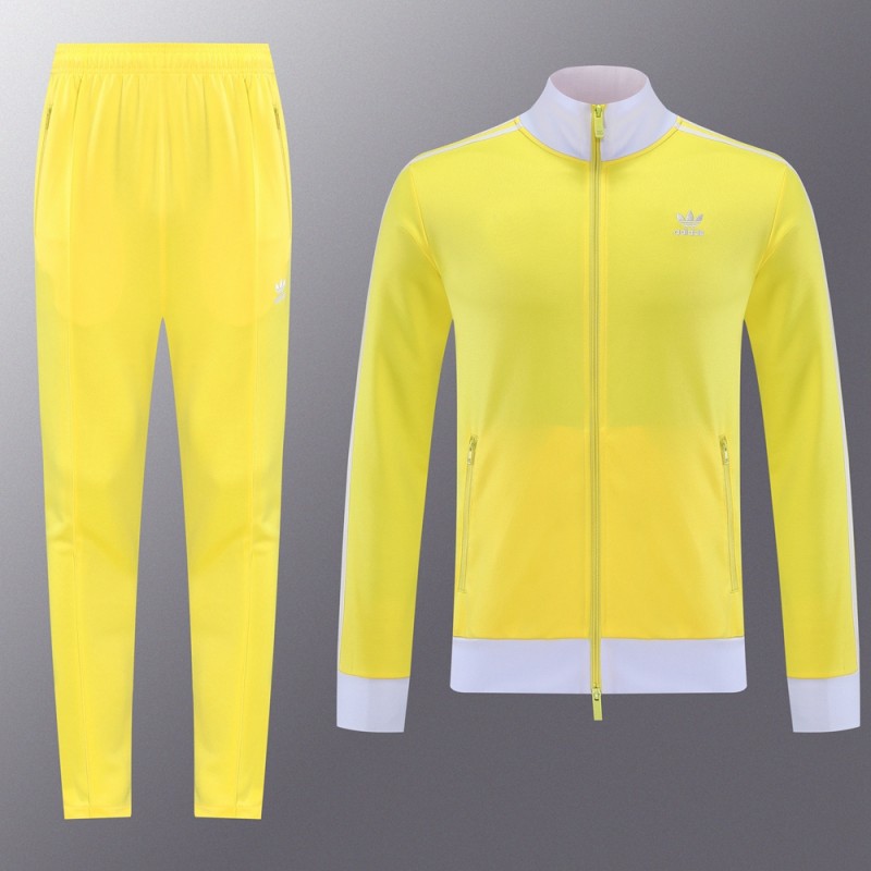 2025 Adidas Original Yellow Full Hoodie Zipper Jacket +Long Pants