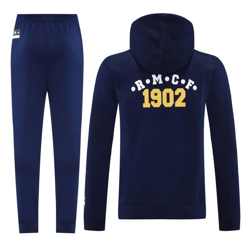 25/26 Real Madrid Navy Hoodie Full Zipper Jacket + Long Pants