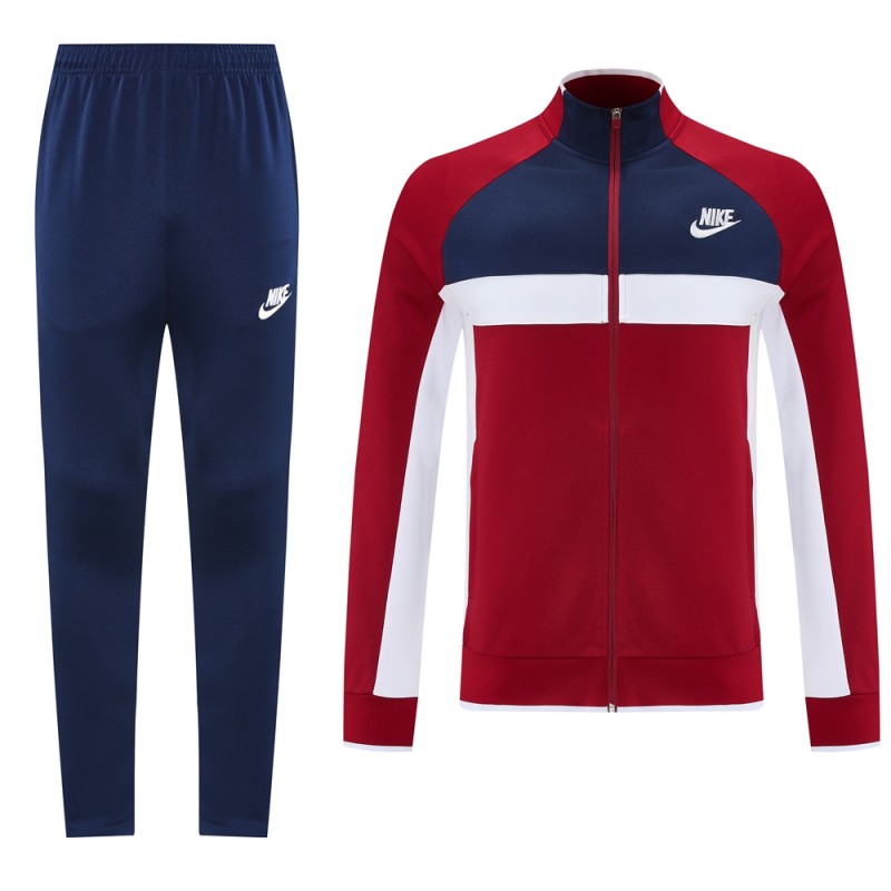 2025 Nike Navy/Red Full Hoodie Zipper Jacket +Long Pants