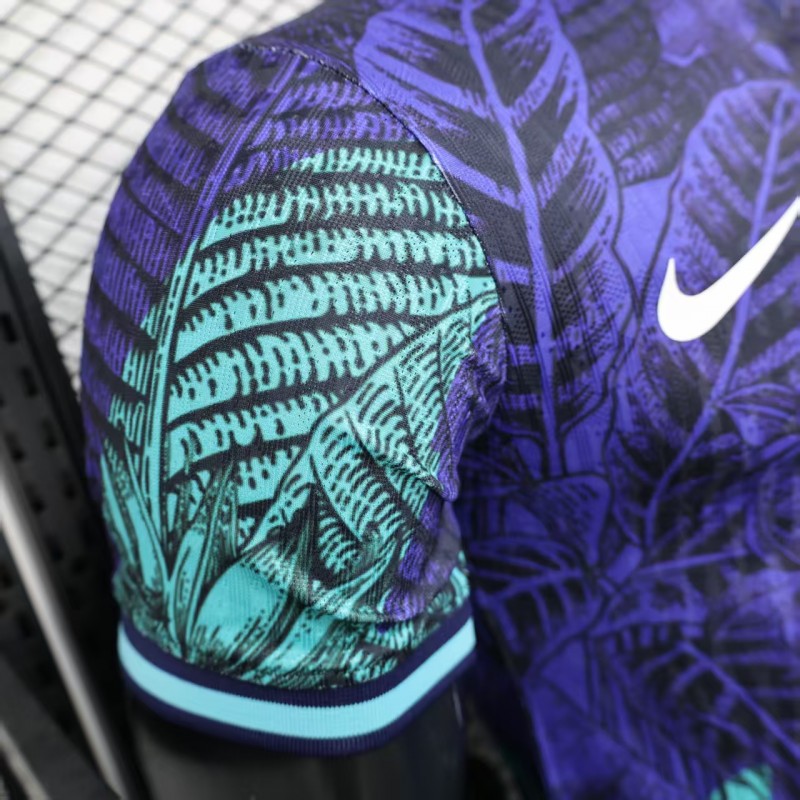 Player Version 2025 Brazil Purple with Tropical Leaf Pattern Jersey