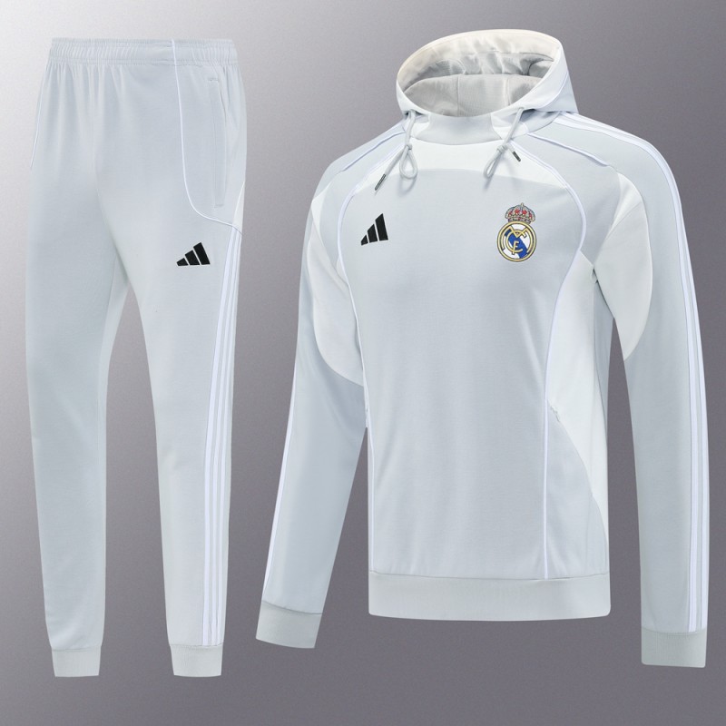 25/26 Real Madrid Hoodie Full Zipper Jacket + Long Pants