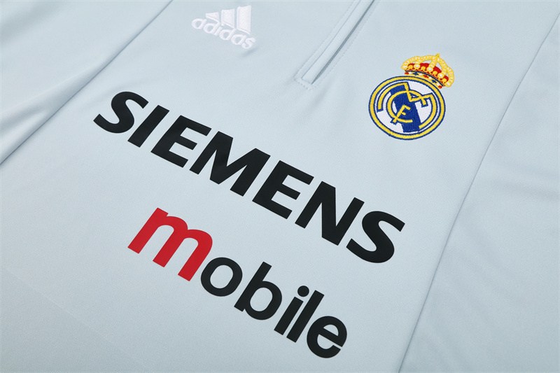 Retro 04/05 Real Madrid Light Grey Half Zipper Jacket