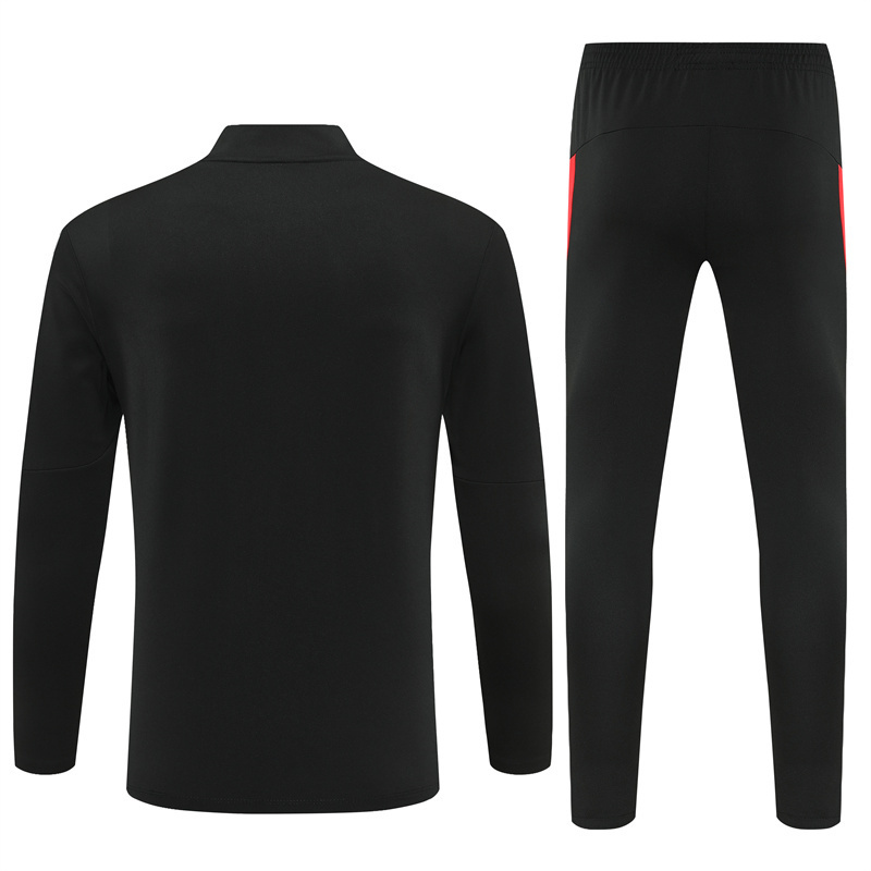 25/26 Portugal Black Half Zipper Jacket+Long Pants