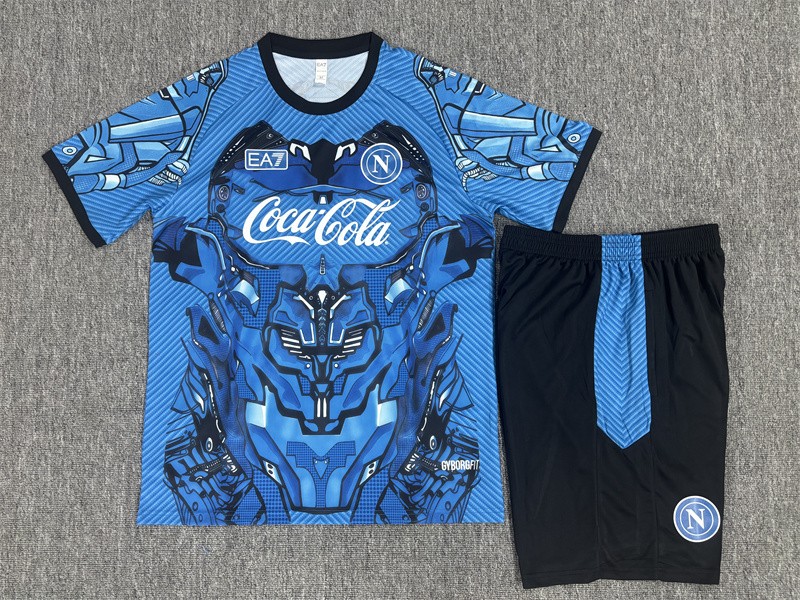 25/26 Kids Napoli Light Blue Camouflage Short Sleeve+Soccer Shorts