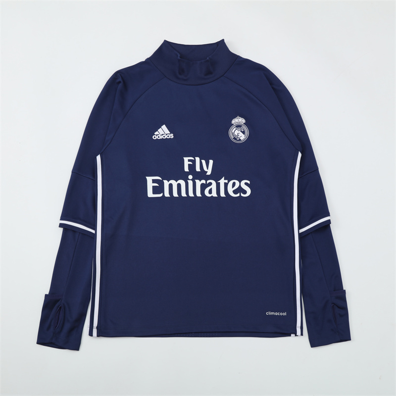 Retro 16/17 Real Madrid Royal Blue Half Zipper Jacket