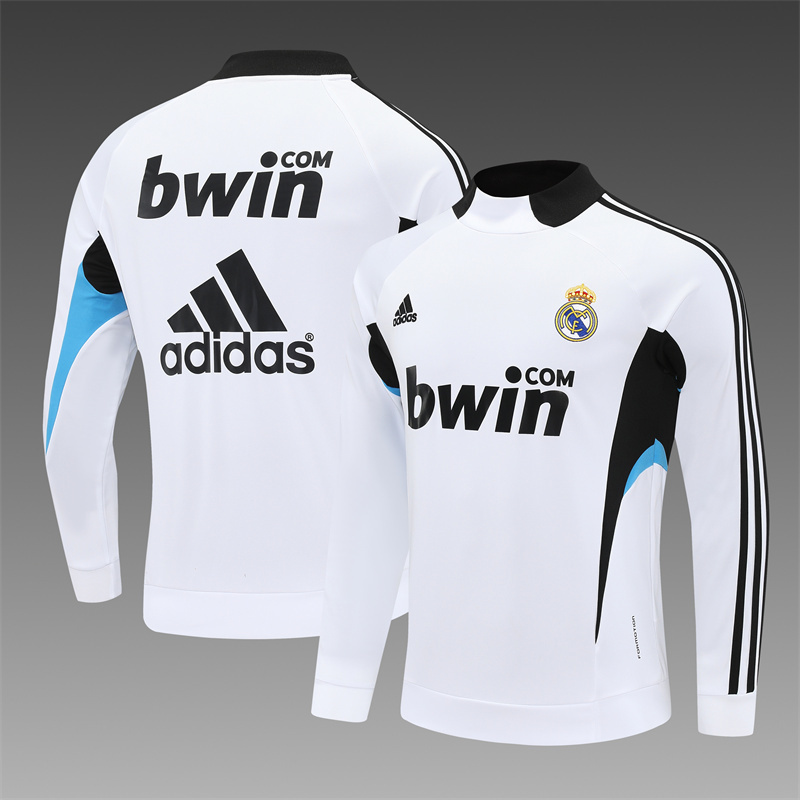 Retro 08/09 Real Madrid White Half Zipper Jacket