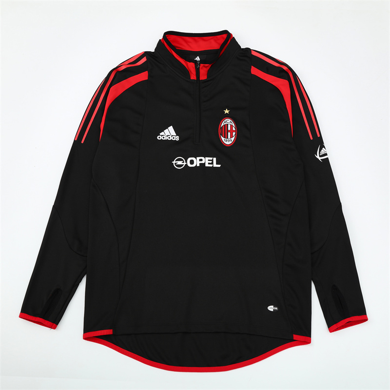 Retro 04/05 AC Milan Black Half Zipper Jacket+Long Pants