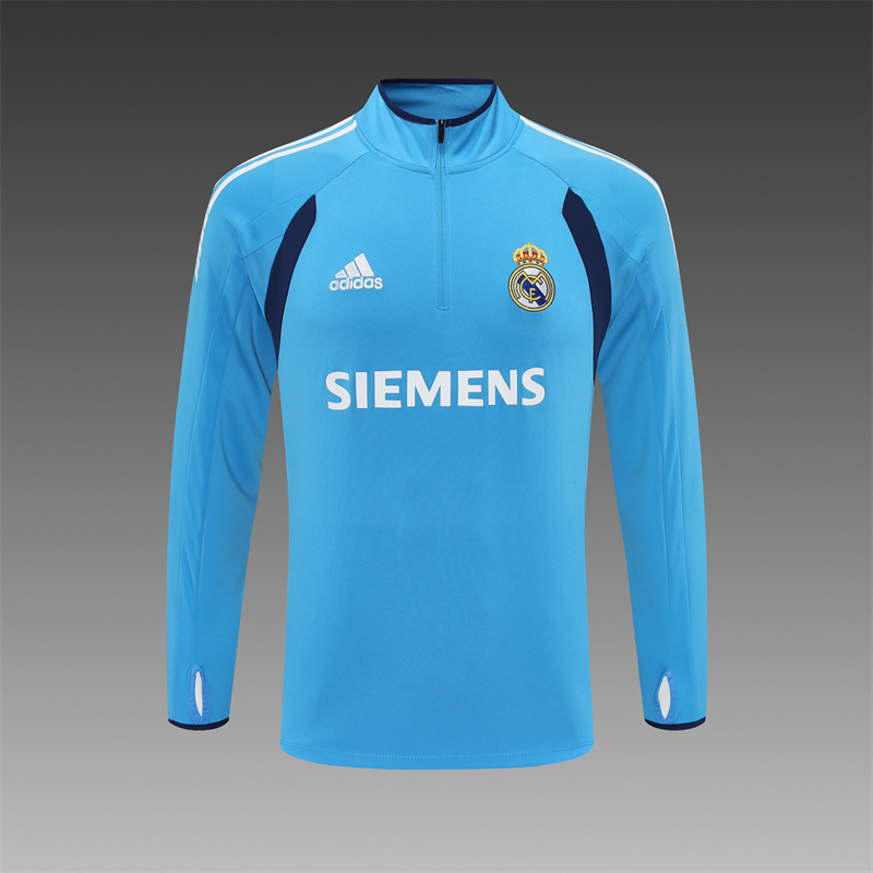 Retro 05/06 Real Madrid Light Blue Half Zipper Jacket