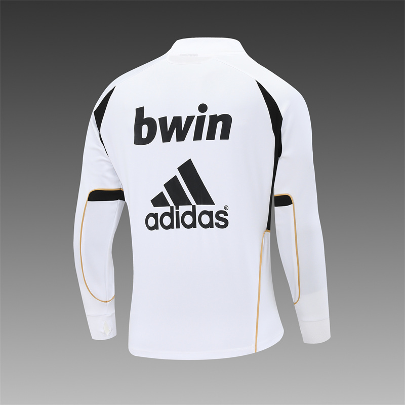 Retro 11/12 Real Madrid White Half Zipper Jacket