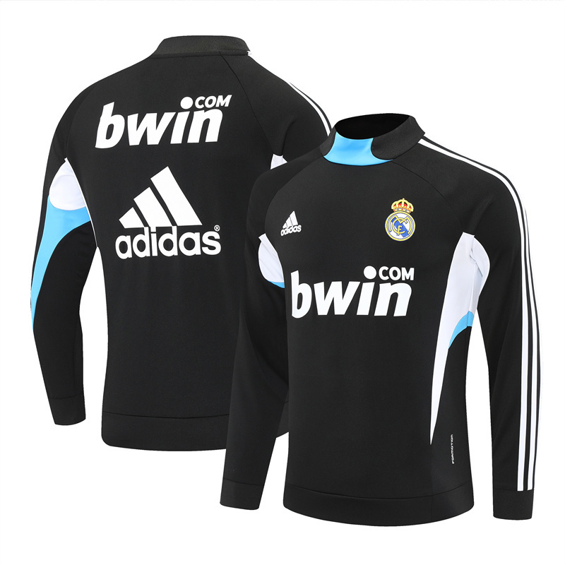 Retro 08/09 Real Madrid Black Half Zipper Jacket