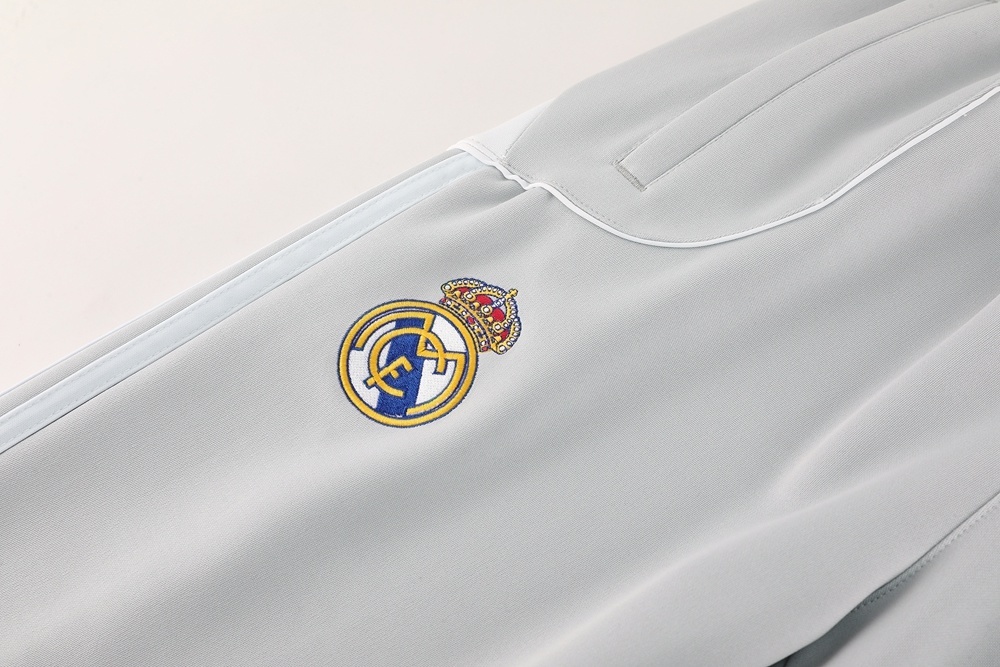25/26 Real Madrid Grey Full Zipper Jacket + Long Pants