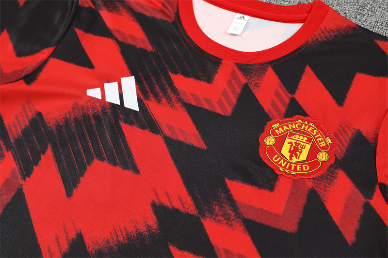 25/26 Manchester United Red Black Camouflage Short Sleeve Jersey+Shorts with XS