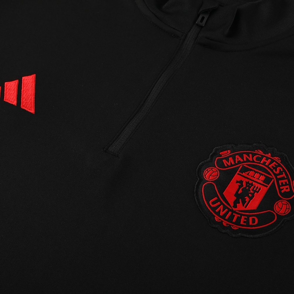 25/26 Manchester United Black Half Zipper Jacket+Long Pants