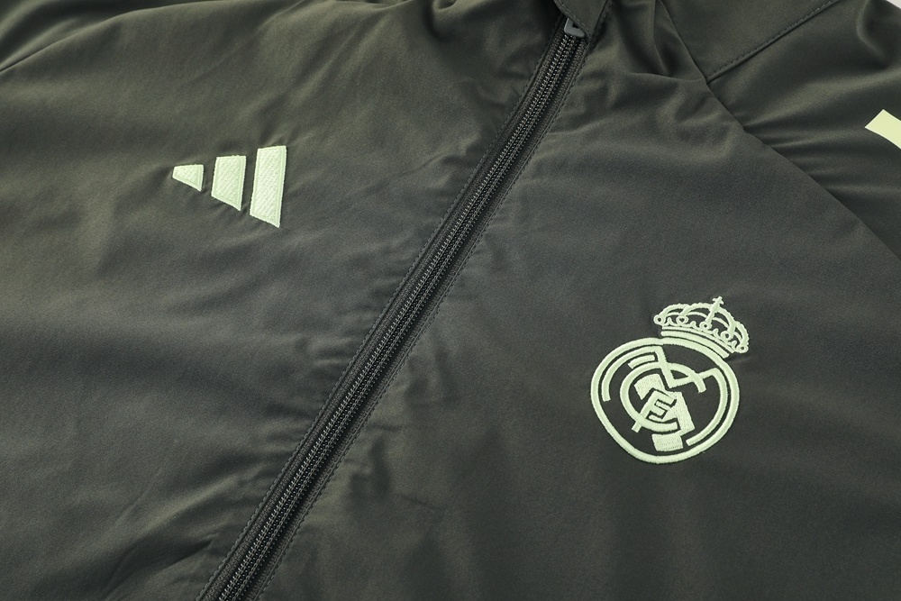 25/26 Real Madrid Dark Green Half Zipper Jacket+Long Pants S-3XL