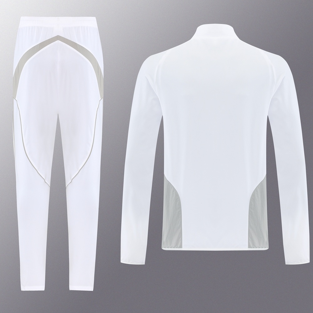 25/26 Real Madrid White Half Zipper Jacket+Long Pants S-3XL