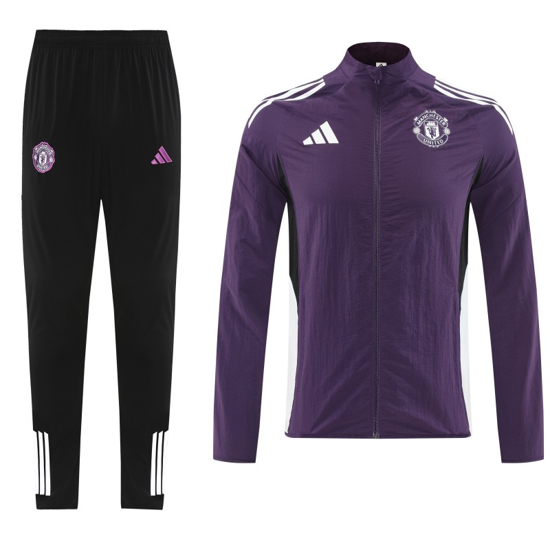 25/26 Manchester United Purple S-2XL Half Zipper Jacket+Long Pants