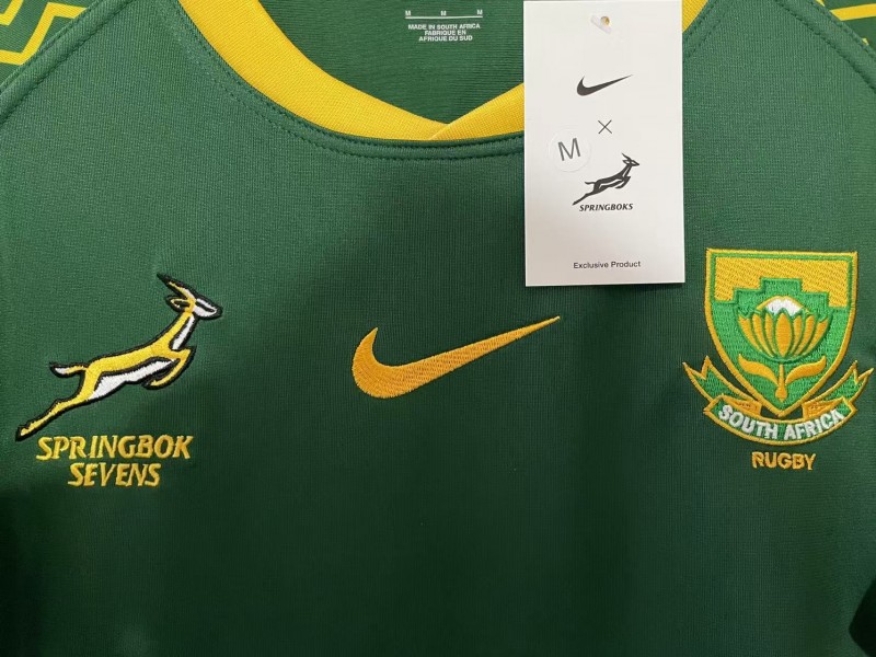 25/26 South Africa Springbok Sevens Green with Gold Chevron Sleeves Jersey