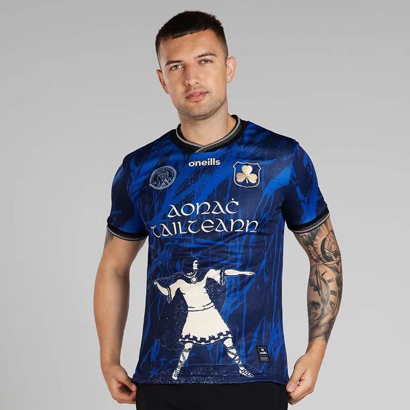 25/26 Tipperary GAA Blue with Warrior Silhouette and Abstract Pattern Jersey